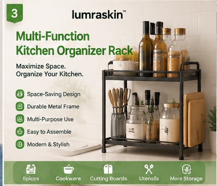 3. 𝐥𝐮𝐦𝐫𝐚𝐬𝐤𝐢𝐧™ Multi-Function Kitchen Organizer Rack