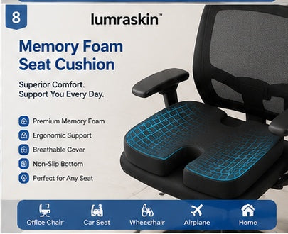 8. 𝐥𝐮𝐦𝐫𝐚𝐬𝐤𝐢𝐧™ Memory Foam Seat Cushion