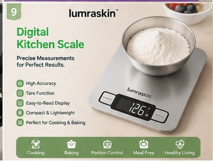 9. 𝐥𝐮𝐦𝐫𝐚𝐬𝐤𝐢𝐧™ Digital Kitchen Scale